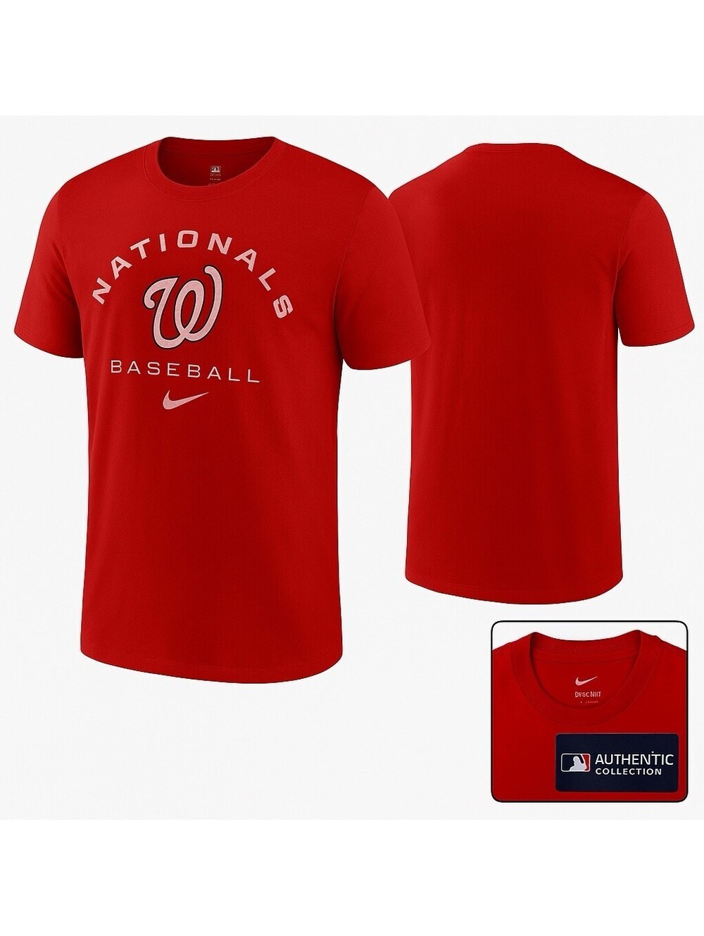 Washington Nationals Nike Dri-FIT Red MLB Baseball T-Shirt Small Authentic Tee